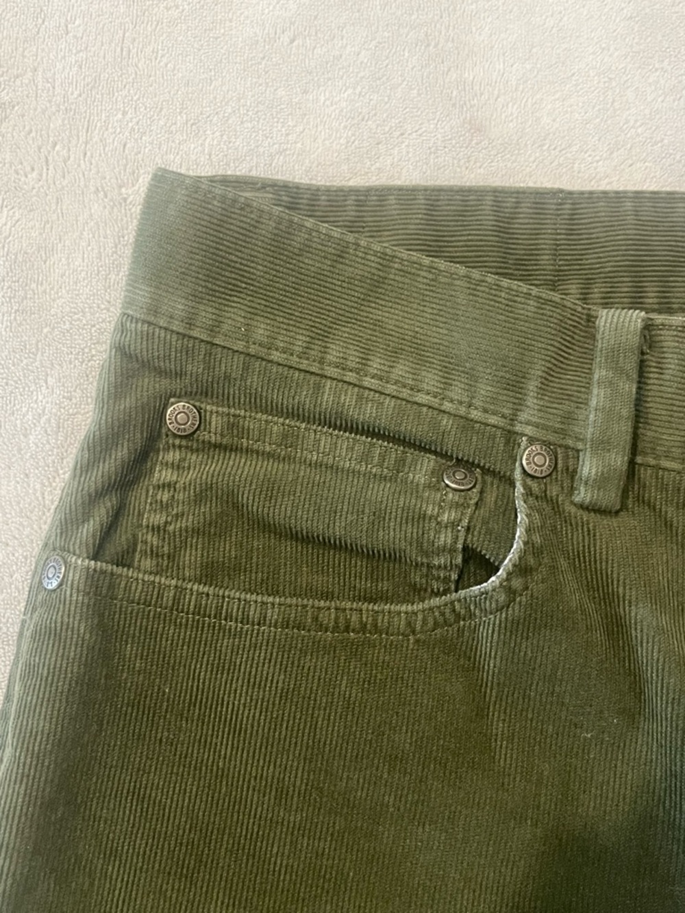 Brooks Brothers Slim Fit Corduroy Cotton Pants Men's 32x32 Olive Green - Picture 6 of 10